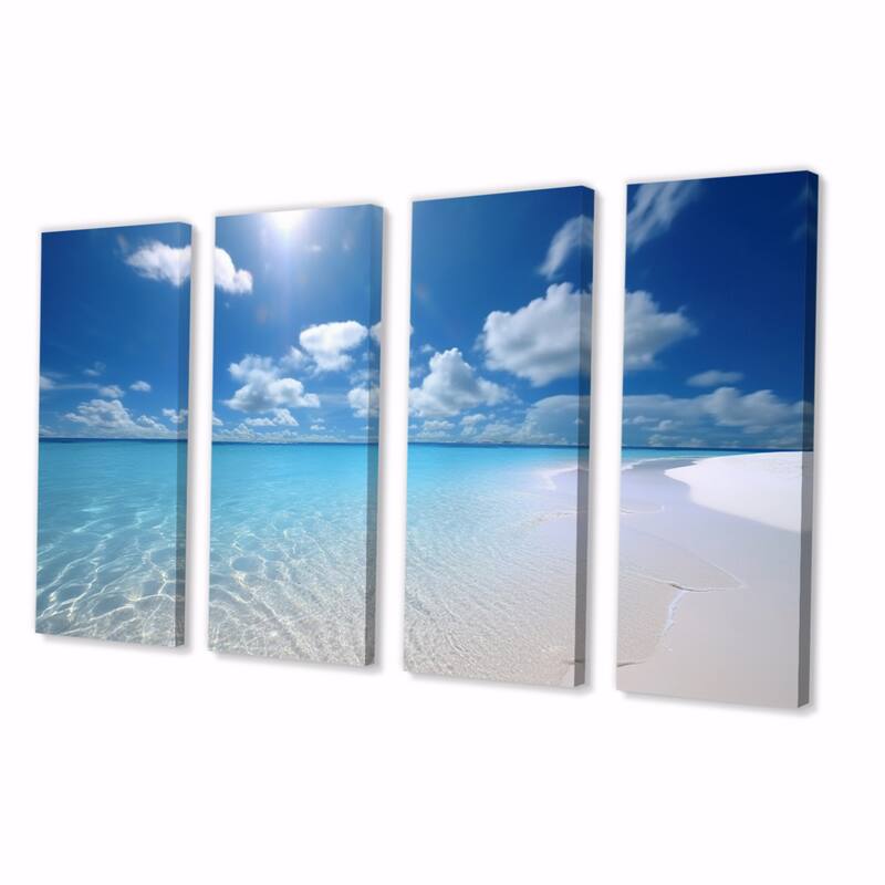 Designart "Sand and Blue Caribbean Sea V" Nautical & Beach Multipanel